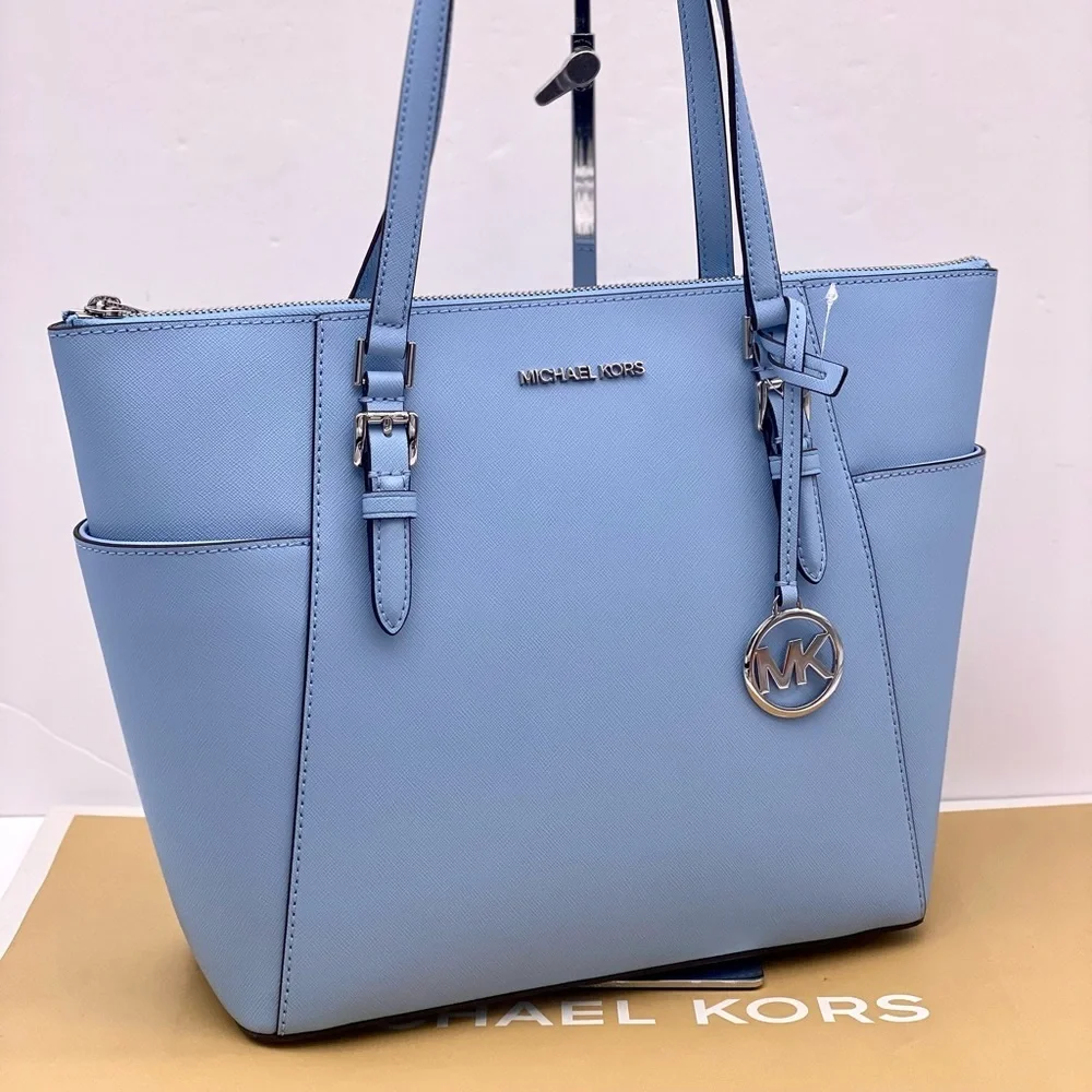 Michael Kors Charlotte Tote Shoulder Bag Light Sky - Picture 8 of 14